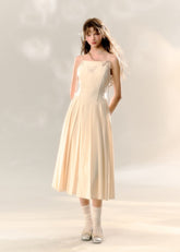 Vintage Lace Pleated Suspender Dress